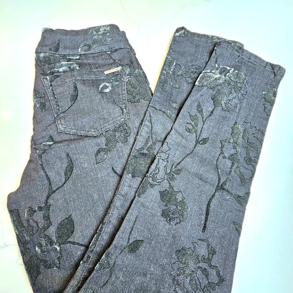 Joseph Ribkoff Quiet Luxury Tonal Floral Textured Charcoal Gray Jeans 4 - Picture 11 of 12